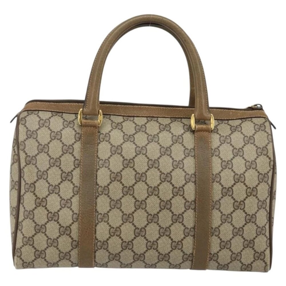 GUCCI GG Supreme Web Sherry Line Boston Bag PVC Beige Gold 40 02 007 Auth 144173 - Picture 2 of 16